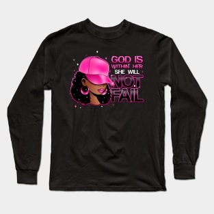 God is within her, she will not fail, Pink Hat Long Sleeve T-Shirt